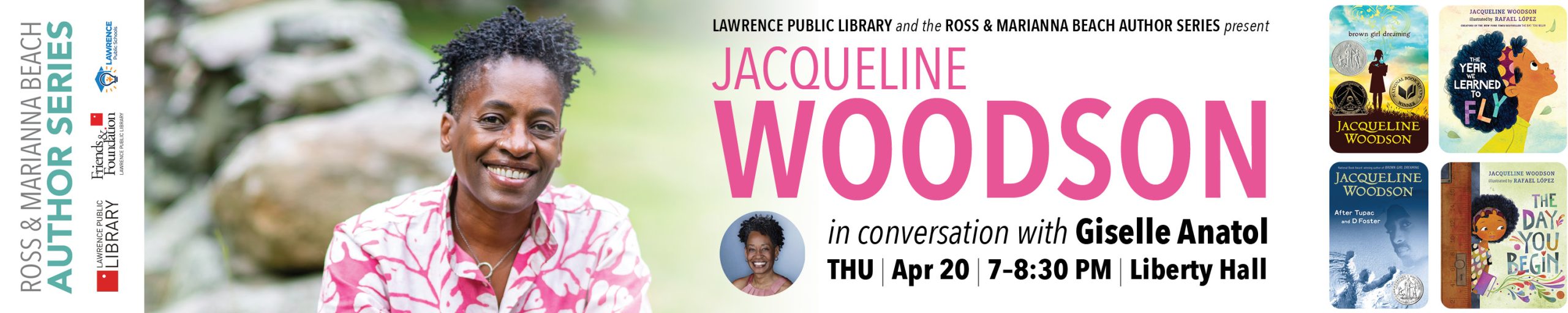 2023 3-4 beach author jacqueline woodson web banner