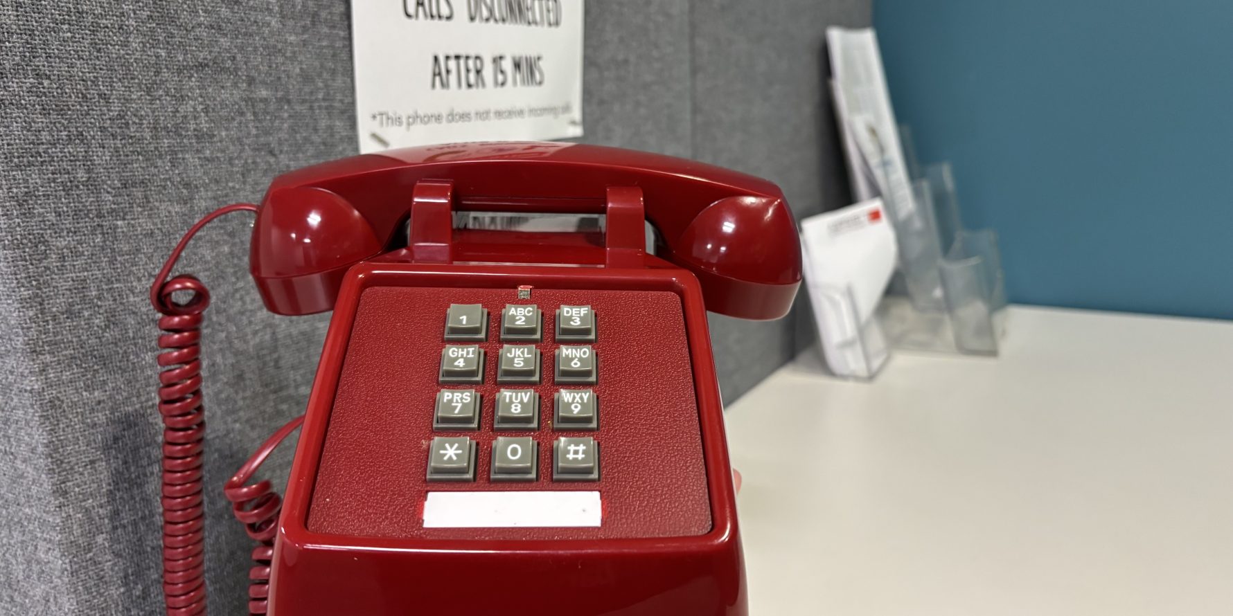 Our public phone is located on the Lower Level just outside the elevator.